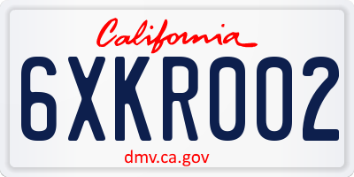 CA license plate 6XKR002