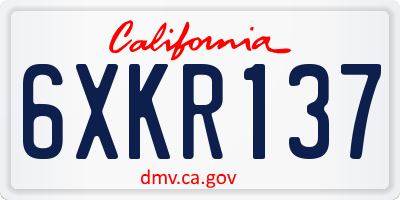 CA license plate 6XKR137