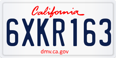 CA license plate 6XKR163