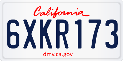 CA license plate 6XKR173