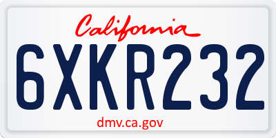 CA license plate 6XKR232