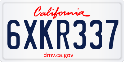 CA license plate 6XKR337