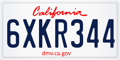 CA license plate 6XKR344