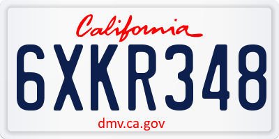 CA license plate 6XKR348