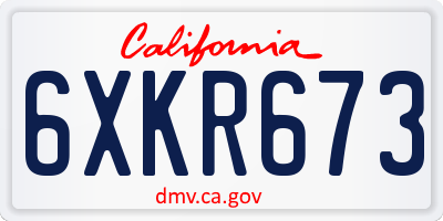 CA license plate 6XKR673