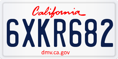 CA license plate 6XKR682
