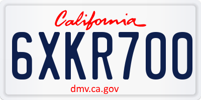 CA license plate 6XKR700