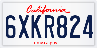 CA license plate 6XKR824