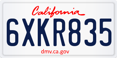 CA license plate 6XKR835