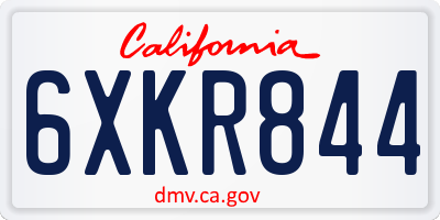 CA license plate 6XKR844