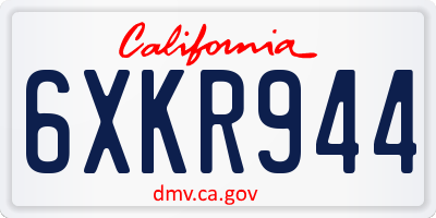 CA license plate 6XKR944