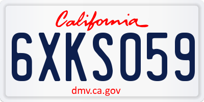 CA license plate 6XKS059