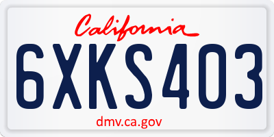 CA license plate 6XKS403