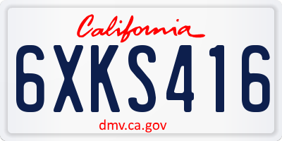 CA license plate 6XKS416