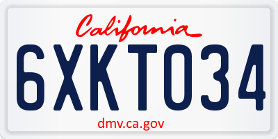 CA license plate 6XKT034