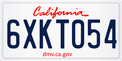 CA license plate 6XKT054