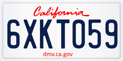 CA license plate 6XKT059