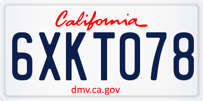 CA license plate 6XKT078