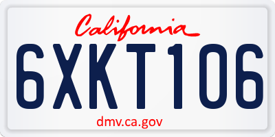 CA license plate 6XKT106