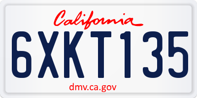CA license plate 6XKT135
