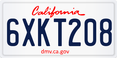 CA license plate 6XKT208