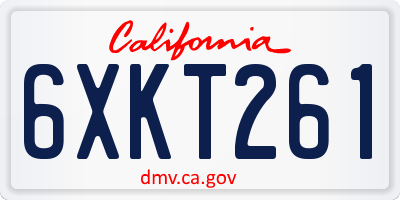 CA license plate 6XKT261