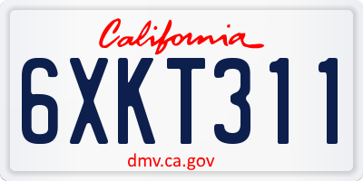 CA license plate 6XKT311