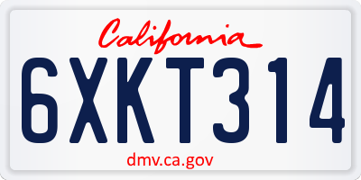 CA license plate 6XKT314