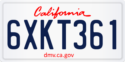 CA license plate 6XKT361