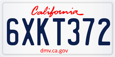CA license plate 6XKT372