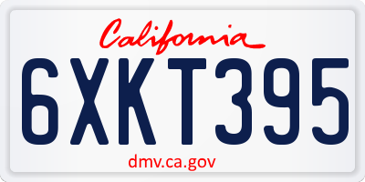 CA license plate 6XKT395