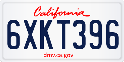 CA license plate 6XKT396