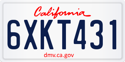 CA license plate 6XKT431