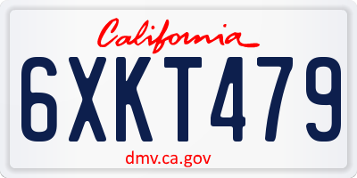 CA license plate 6XKT479