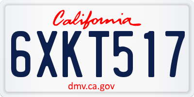 CA license plate 6XKT517