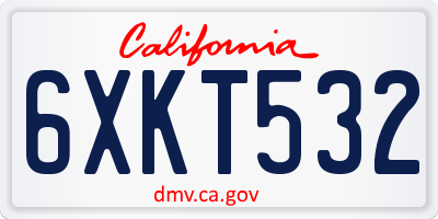 CA license plate 6XKT532