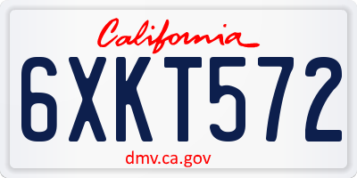 CA license plate 6XKT572