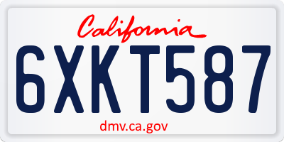 CA license plate 6XKT587