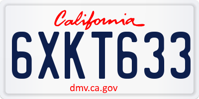 CA license plate 6XKT633