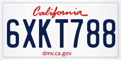 CA license plate 6XKT788