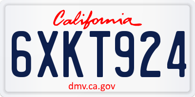 CA license plate 6XKT924