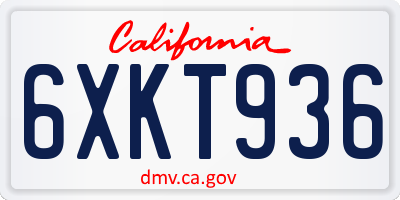 CA license plate 6XKT936