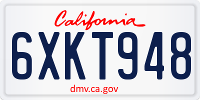 CA license plate 6XKT948