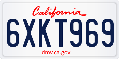CA license plate 6XKT969