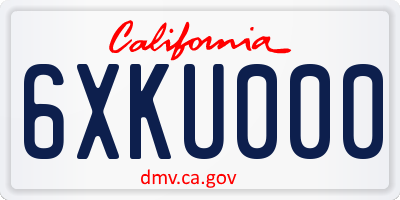 CA license plate 6XKU000
