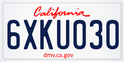 CA license plate 6XKU030