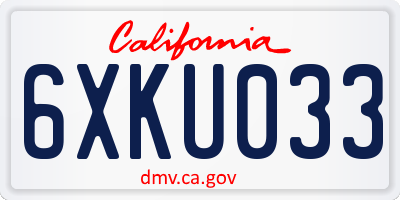 CA license plate 6XKU033
