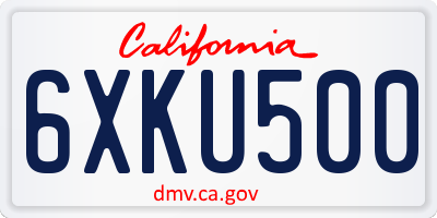 CA license plate 6XKU500
