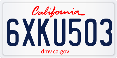 CA license plate 6XKU503