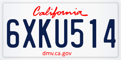CA license plate 6XKU514